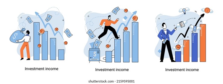 Investment, saving money and finance growth business concept metaphor. Analyzes charts and indicators of income growth. Investment income from securities and other non-commercial investments dividends