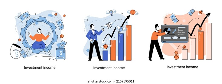 Investment, saving money and finance growth business concept metaphor. Analyzes charts and indicators of income growth. Investment income from securities and other non-commercial investments dividends