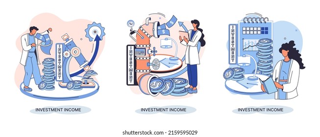 Investment, saving money and finance growth business concept metaphor. Analyzes charts and indicators of income growth. Investment income from securities and other non-commercial investments dividends