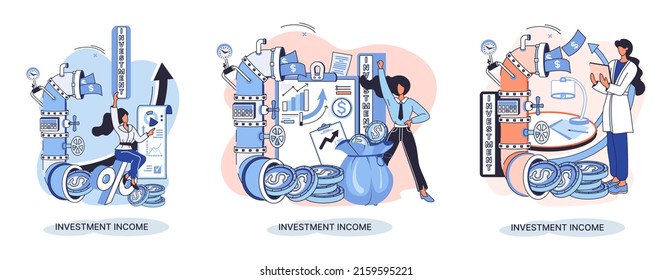 Investment, saving money and finance growth business concept metaphor. Analyzes charts and indicators of income growth. Investment income from securities and other non-commercial investments dividends