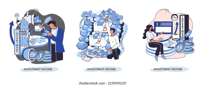 Investment, saving money and finance growth business concept metaphor. Analyzes charts and indicators of income growth. Investment income from securities and other non-commercial investments dividends