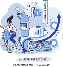 Investment, saving money and finance growth business concept metaphor. Analyzes charts and indicators of income growth. Investment income from securities and other non-commercial investments dividends