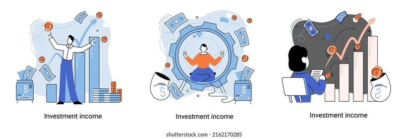 Investment, saving money and finance growth business concept metaphor. Analyzes charts and indicators of income growth. Investment income from securities and other non-commercial investments dividends