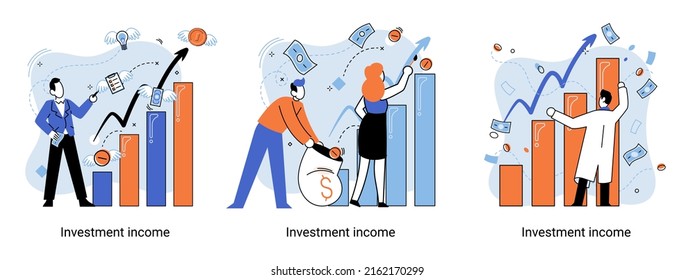 Investment, saving money and finance growth business concept metaphor. Analyzes charts and indicators of income growth. Investment income from securities and other non-commercial investments dividends