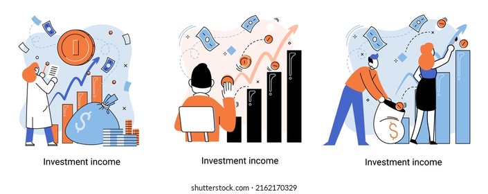 Investment, saving money and finance growth business concept metaphor. Analyzes charts and indicators of income growth. Investment income from securities and other non-commercial investments dividends