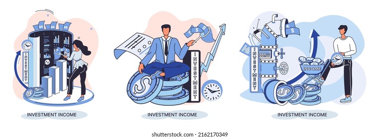 Investment, saving money and finance growth business concept metaphor. Analyzes charts and indicators of income growth. Investment income from securities and other non-commercial investments dividends