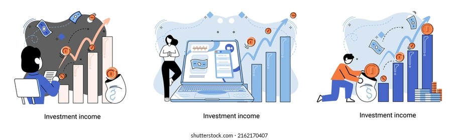 Investment, saving money and finance growth business concept metaphor. Analyzes charts and indicators of income growth. Investment income from securities and other non-commercial investments dividends