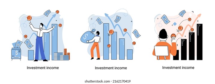 Investment, saving money and finance growth business concept metaphor. Analyzes charts and indicators of income growth. Investment income from securities and other non-commercial investments dividends