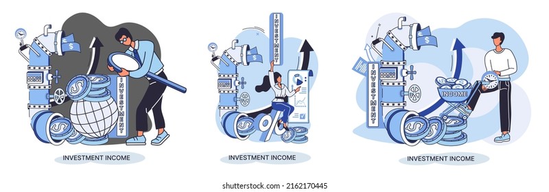 Investment, saving money and finance growth business concept metaphor. Analyzes charts and indicators of income growth. Investment income from securities and other non-commercial investments dividends