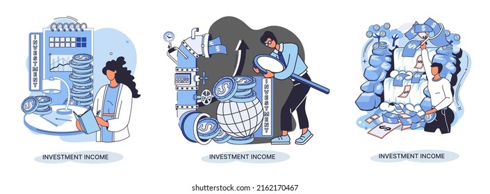 Investment, saving money and finance growth business concept metaphor. Analyzes charts and indicators of income growth. Investment income from securities and other non-commercial investments dividends