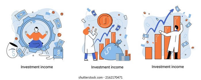 Investment, saving money and finance growth business concept metaphor. Analyzes charts and indicators of income growth. Investment income from securities and other non-commercial investments dividends