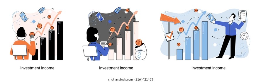 Investment, saving money and finance growth business concept metaphor. Analyzes charts and indicators of income growth. Investment income from securities and other non-commercial investments dividends