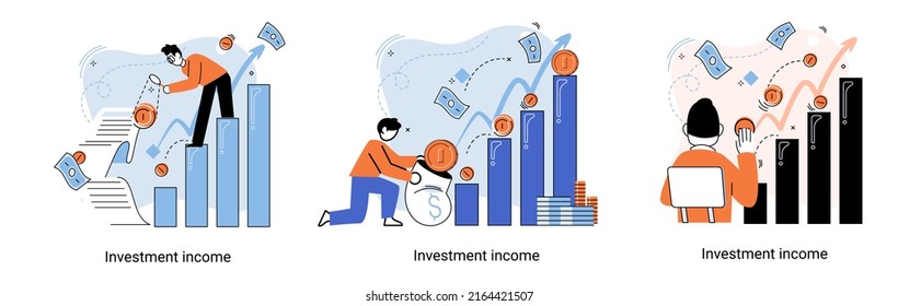 Investment, saving money and finance growth business concept metaphor. Analyzes charts and indicators of income growth. Investment income from securities and other non-commercial investments dividends