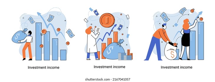 Investment, saving money and finance growth business concept metaphor. Analyzes charts and indicators of income growth. Investment income from securities and other non-commercial investments dividends