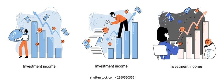 Investment, saving money and finance growth business concept metaphor. Analyzes charts and indicators of income growth. Investment income from securities and other non-commercial investments dividends