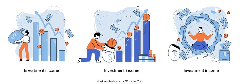 Investment, saving money and finance growth business concept metaphor. Analyzes charts and indicators of income growth. Investment income from securities and other non-commercial investments dividends