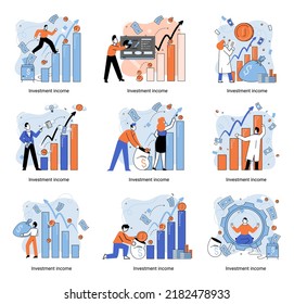 Investment, saving money and finance growth business concept metaphor. Analyzes charts and indicators of income growth. Investment income from securities and other non-commercial investments dividends