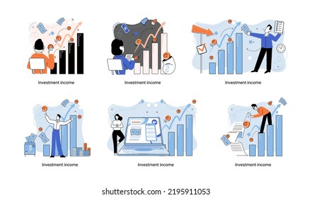 Investment, saving money and finance growth business concept metaphor. Analyzes charts and indicators of income growth. Investment income from securities and other non-commercial investments