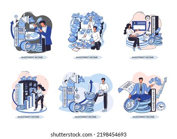 Investment, saving money and finance growth business concept metaphor. Analyzes charts and indicators of income growth. Investment income from securities and other non-commercial investments dividends