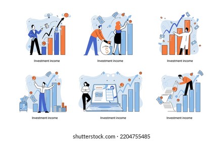 Investment, saving money and finance growth business concept metaphor. Analyzes charts and indicators of income growth. Investment income from securities and other non-commercial investments dividends