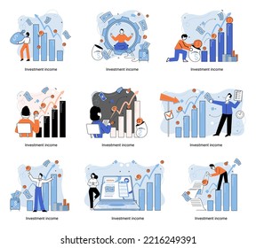 Investment, saving money and finance growth business concept metaphor. Analyzes charts and indicators of income growth. Investment income from securities and other non-commercial investments dividends