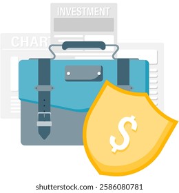 investment security, business illustrations and financial reports