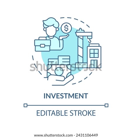 Investment soft blue concept icon. Fund management, capital gain. Stock market, investor business. Round shape line illustration. Abstract idea. Graphic design. Easy to use in brochure, booklet