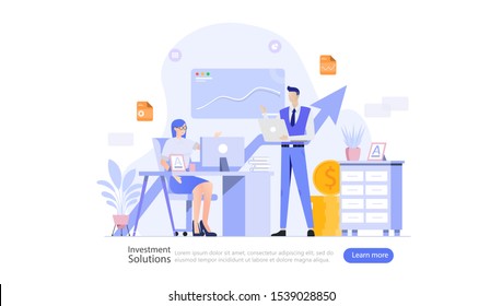 Investment Solutions Vector Illustration Concept , Suitable for web landing page, ui, mobile app, editorial design, flyer, banner, and other related occasion