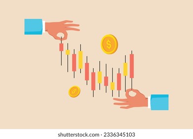 Investment and stock concept. Colored flat vector illustration isolated. 