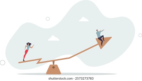 Investment stock market volatility, financial asset value going up and down or profit growth rising up concept.flat characters.