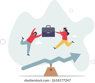 Investment stock market volatility, financial asset value going up and down or profit growth rising up concept. character life .