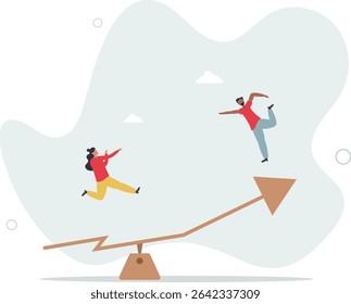 Investment stock market volatility, financial asset value going up and down or profit growth rising up concept. character life .