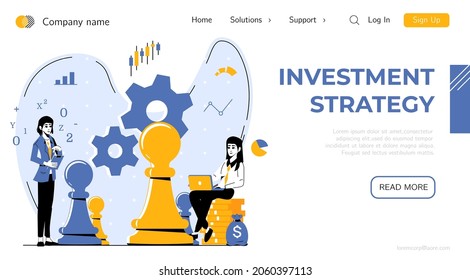 Investment Strategy Banner Template. Return on investment, income growth, budget planning, mutual fund, pension savings account, interest rate vector flat concept.