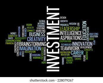 Cloud de palabras de concepto de estrategia de inversión