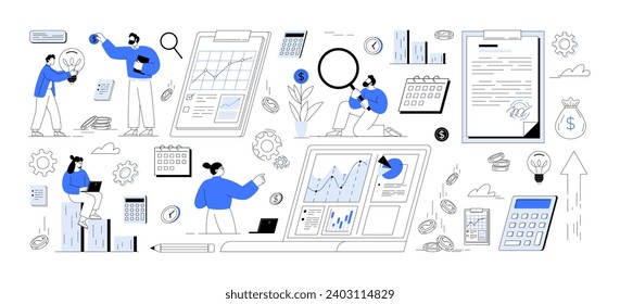 Investment strategy. Financial Analysis. Budget management. Business growth, investment and finance analytics. Financial investment report dashboard monitor. Bank deposit, profit finance Manage money