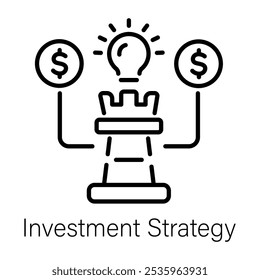 Investment strategy icon in linear style