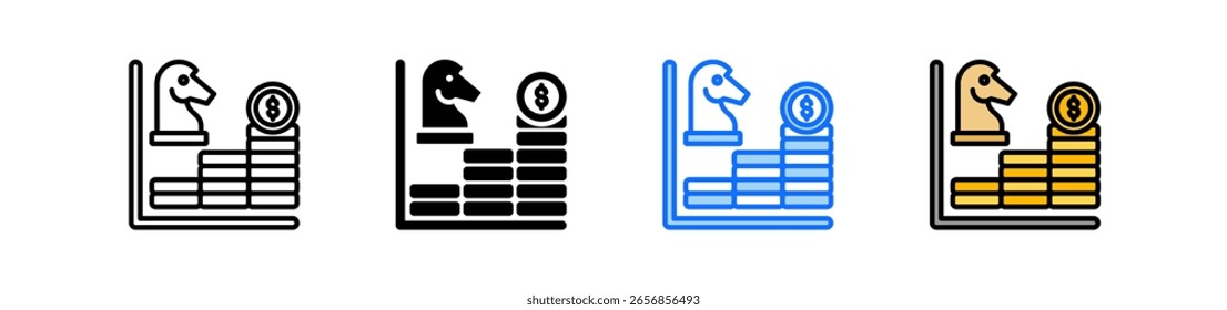 Conjunto de iconos de estrategia de inversión Colección de estilos múltiples