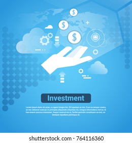 Investment Template Web Banner With Copy Space Money Sponsor Concept Flat Vector Illustration