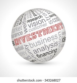 Investment theme sphere with keywords full vector