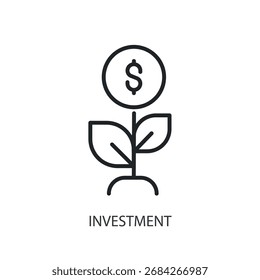 Ícones de vetor de linha fina de investimento.