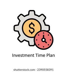 Ilustración de diseño de iconos rellenados por el vector Plan de tiempo de inversión. Símbolo de negocio y administración sobre archivo EPS 10 en fondo blanco