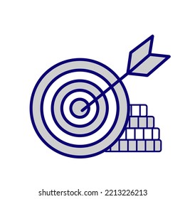 Investment trade vector icons. Financial crypto concept illustrations set.Concept of financial success and investment. Target with arrows and coins