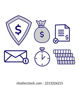 Investment trade vector icons. Financial crypto concept illustrations set.Concept of financial success and investment