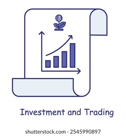 Investment and Trading Icon – Chart and Arrow Symbolizing Market Growth and Trading.