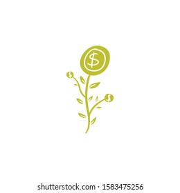 investment tree doodle icon vector hand drawing 
