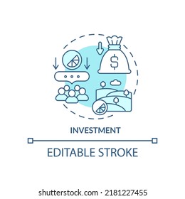 Investment Turquoise Concept Icon. Buying Property. Wider Farm Business Environment Abstract Idea Thin Line Illustration. Isolated Outline Drawing. Editable Stroke. Arial, Myriad Pro-Bold Fonts Used
