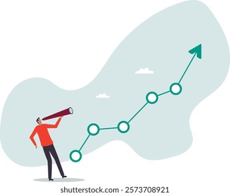 Investment upside potential, economy prediction or forecast, vision or analyze future, business growth or earning increase.business concept.flat character.