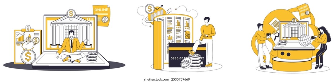 Investment vector illustration. Economic prosperity is symphony played by orchestra wise financial management Success blooms like flower in garden strategic investment and financial planning