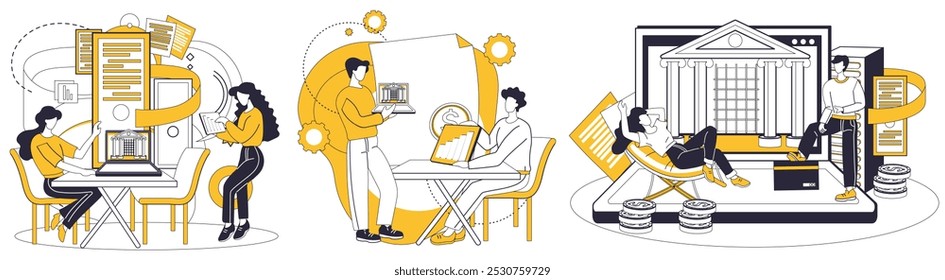 Ilustração do vetor de investimento. O crescimento da moeda e o sucesso é cunhado através do investimento estratégico da imprensa