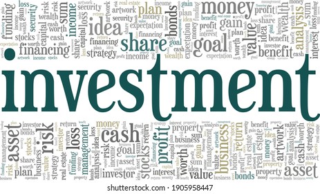 Investment vector illustration word cloud isolated on a white background.